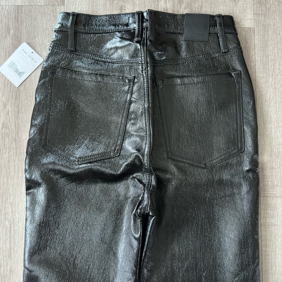 NWT Free People We The Free Phoenix Coated Jeans Black Shiny Patent Size 26 - Picture 11 of 12